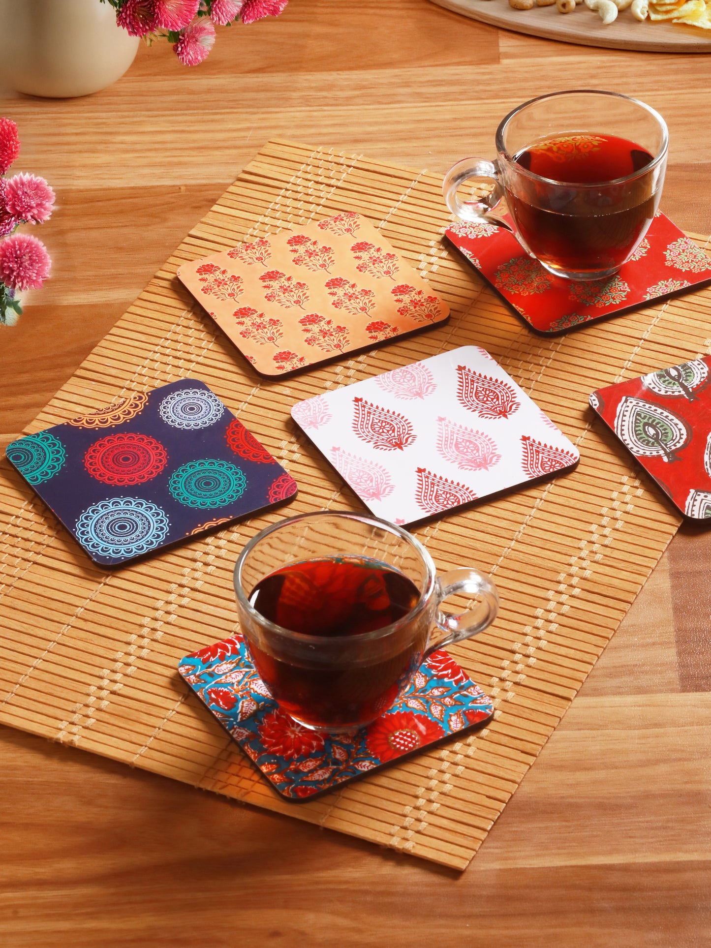 Paisley-Set Of 6 Wooden Coaster