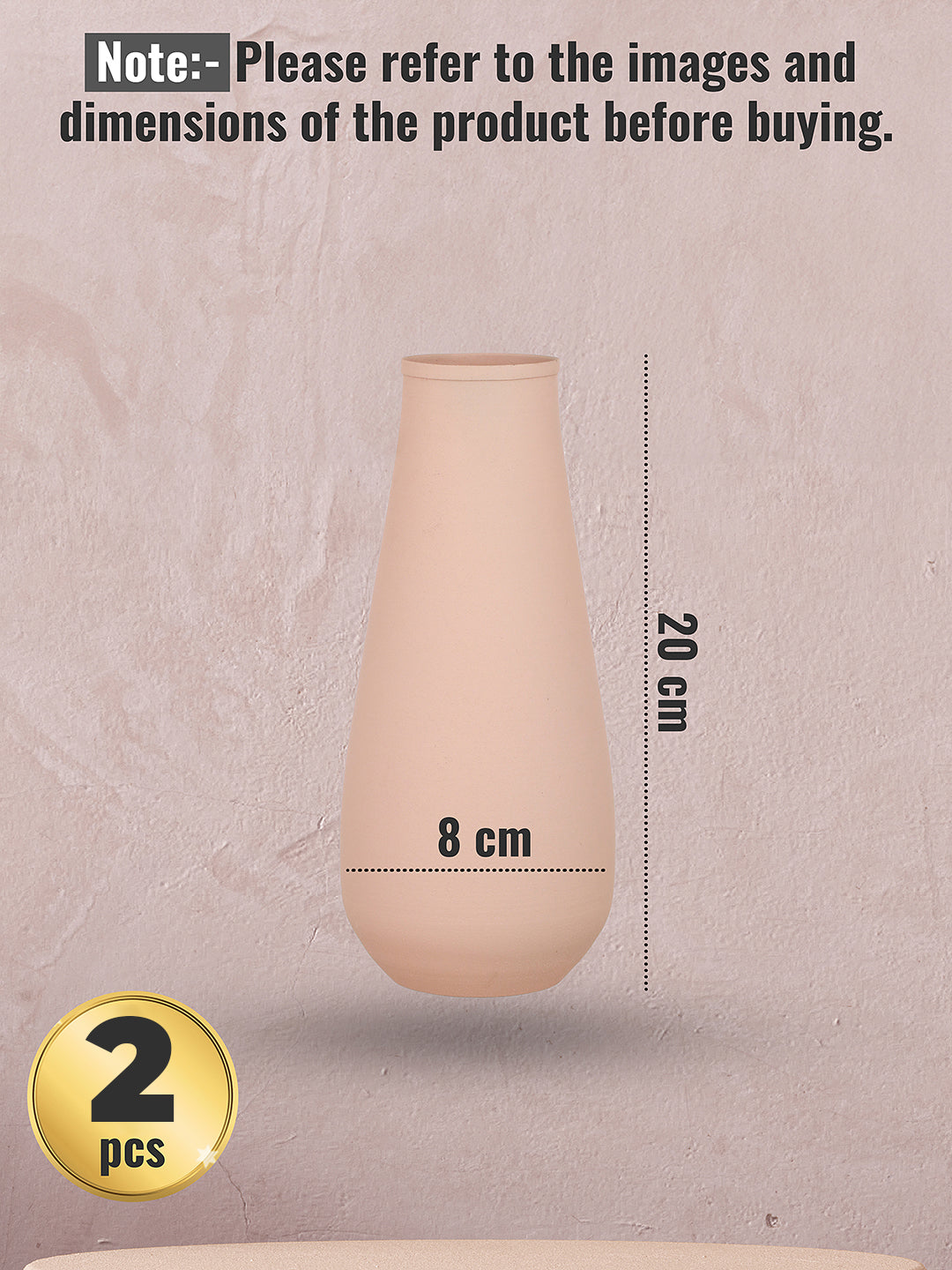 Areitha Metal Vase (Baby Pink) - Set Of Two