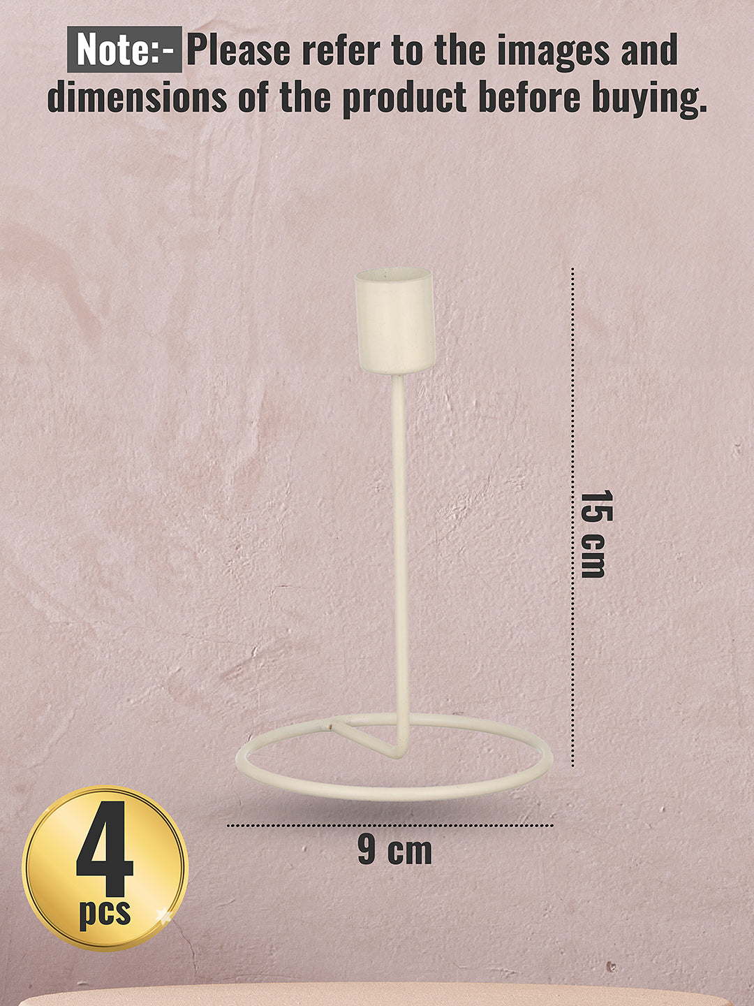 Crafted Gleam Tea Light candle holder-Set of 4, White