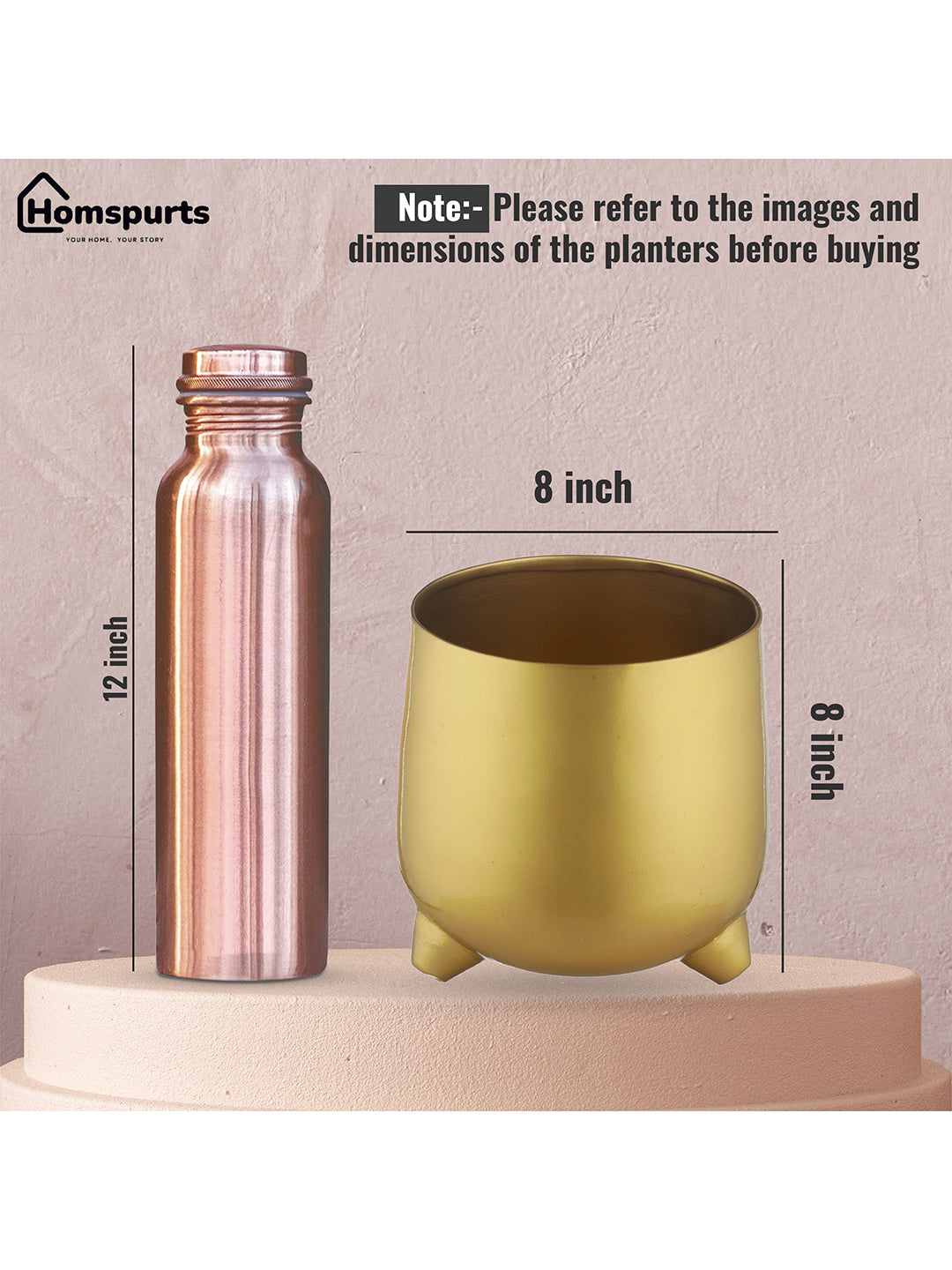 Classic Gold-Toned Solid Metal Planter With legs