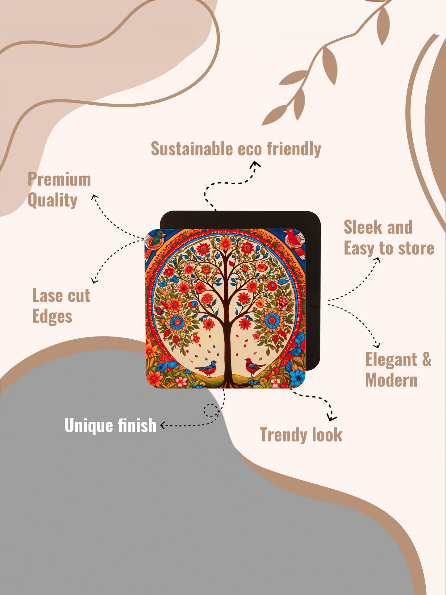 The beauty of nature-Set Of 6 Wooden Coaster