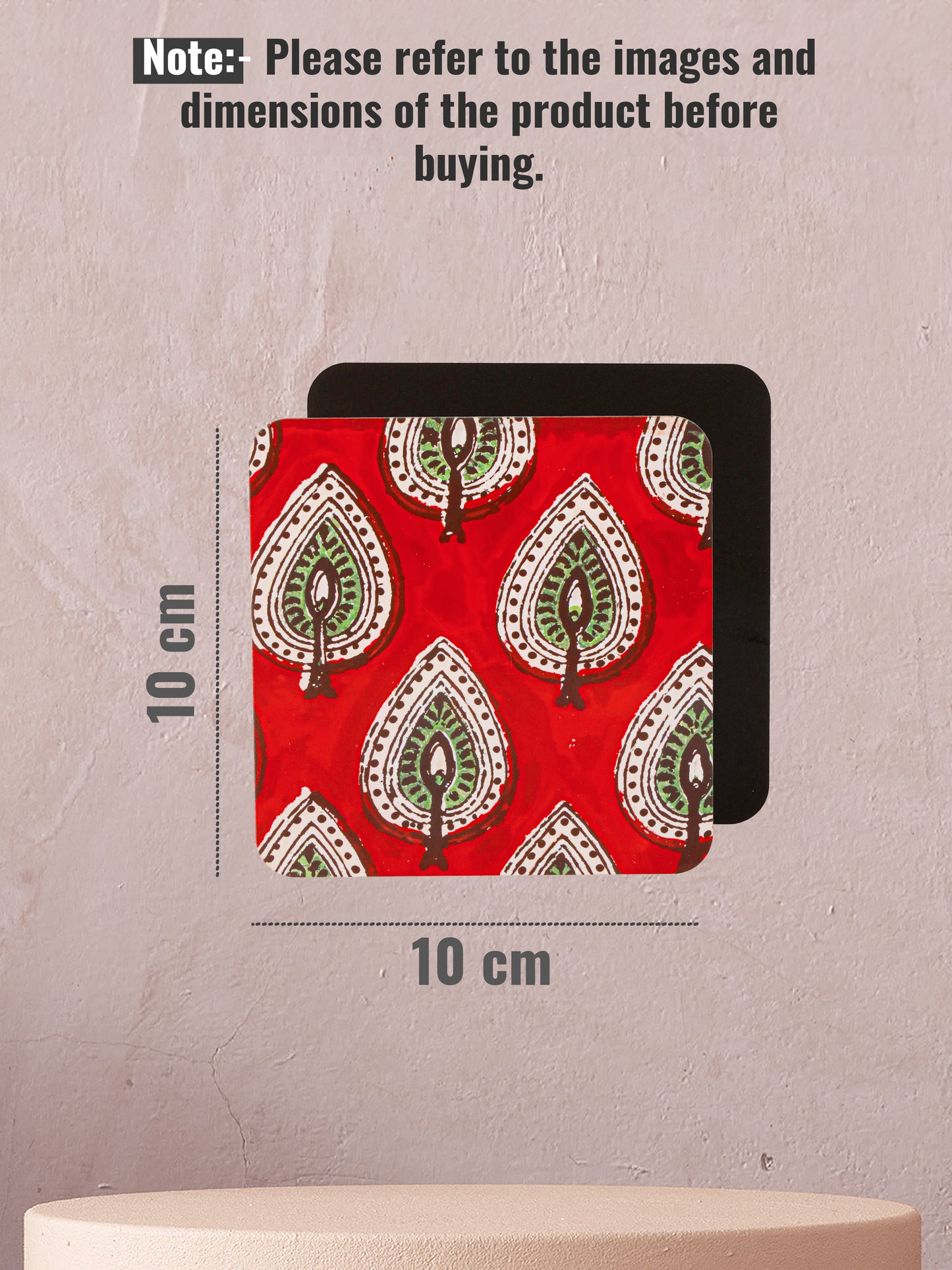 Paisley-Set Of 6 Wooden Coaster