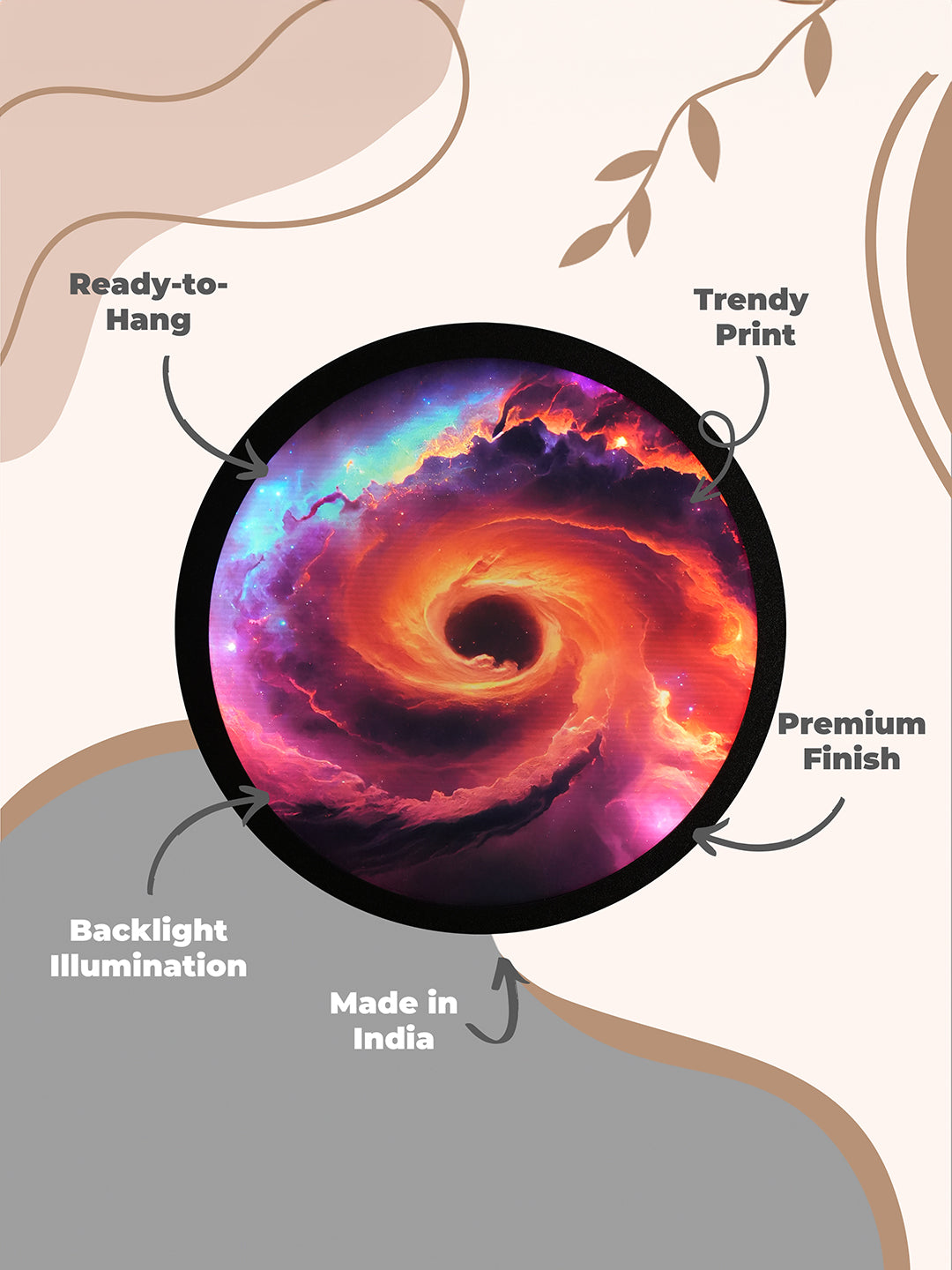 Luminous Galaxy Round MDF Wall Light Décor