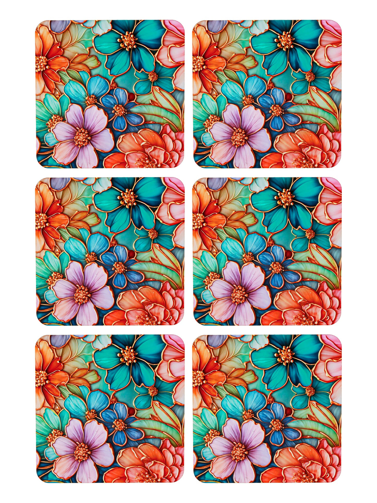 Refreshing Nature-Set Of 6 Wooden Coaster