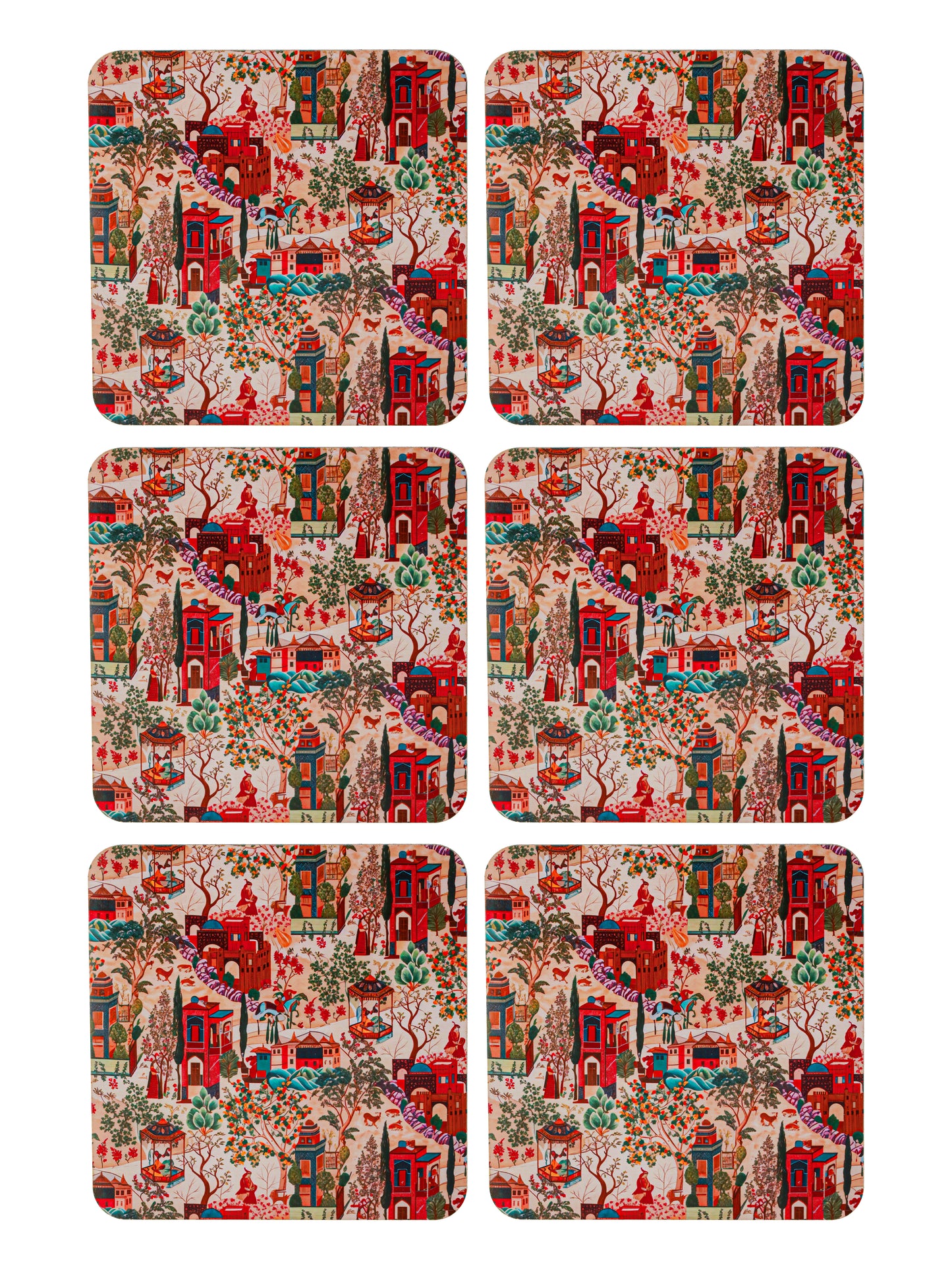 Life in colours-Set Of 6 Wooden Coaster