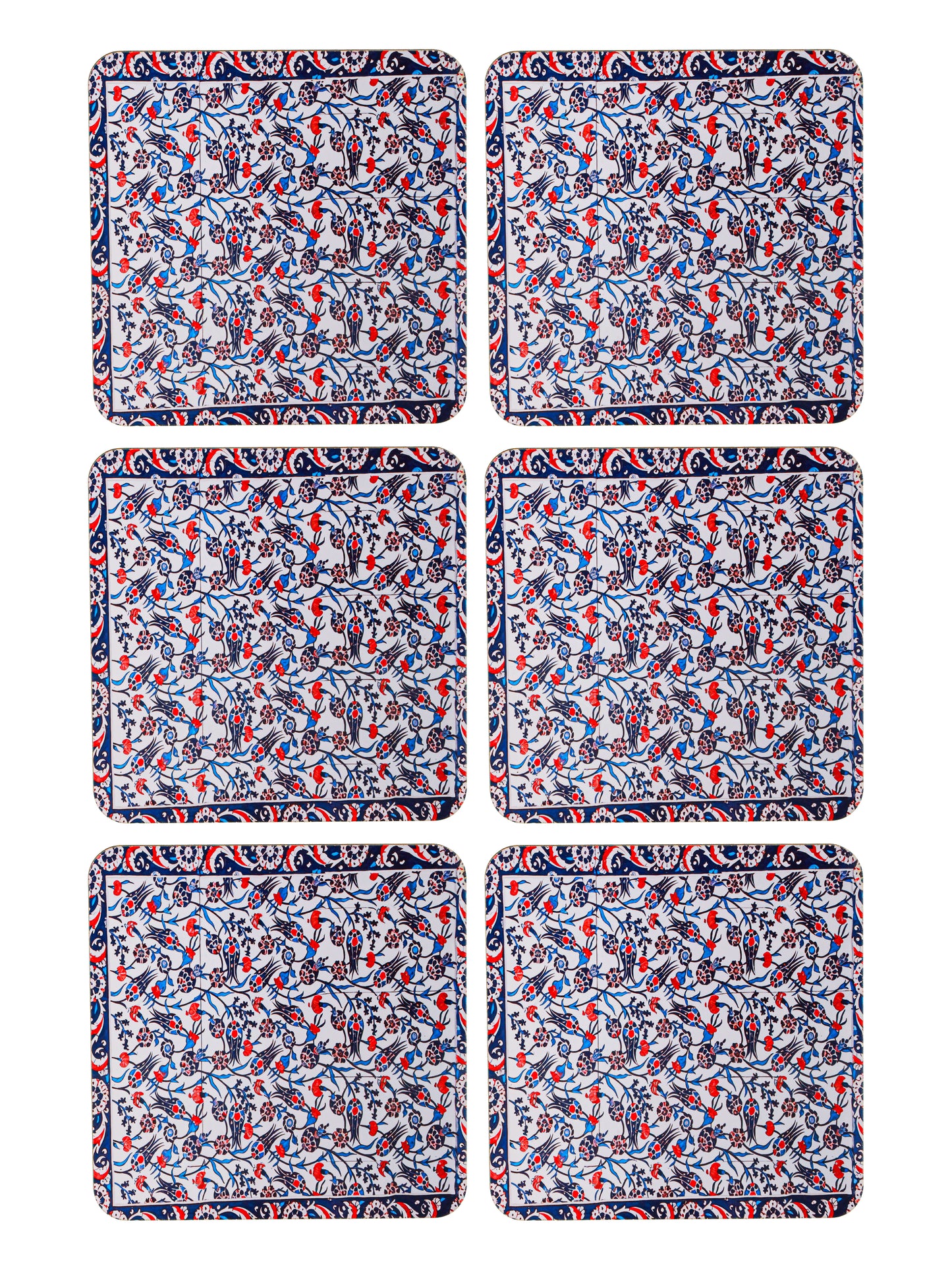 Turkish Vintage-Set Of 6 Wooden Coaster