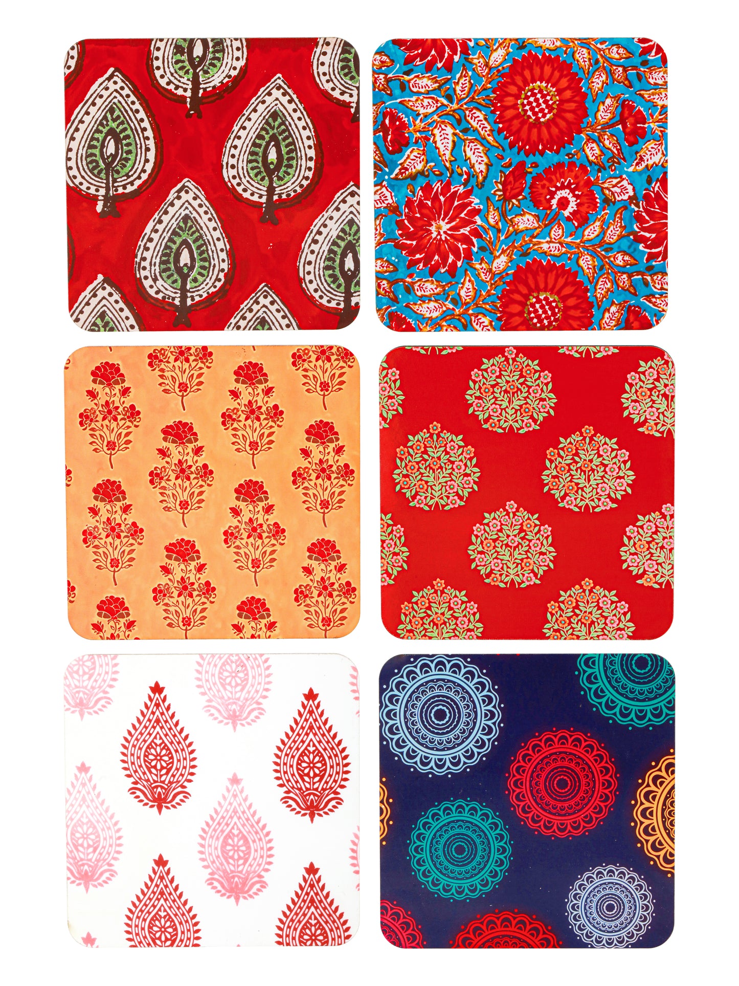 Paisley-Set Of 6 Wooden Coaster
