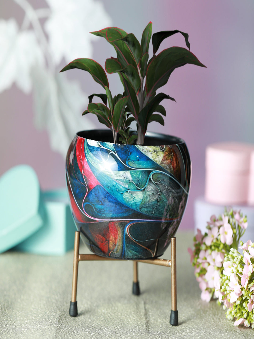 Glaze Glam Handcrafted Planter With Stand