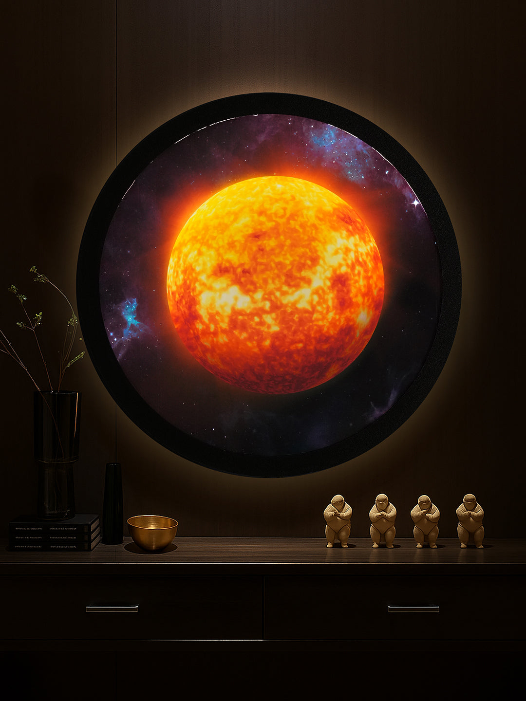SunAura Round MDF Wall Light Décor