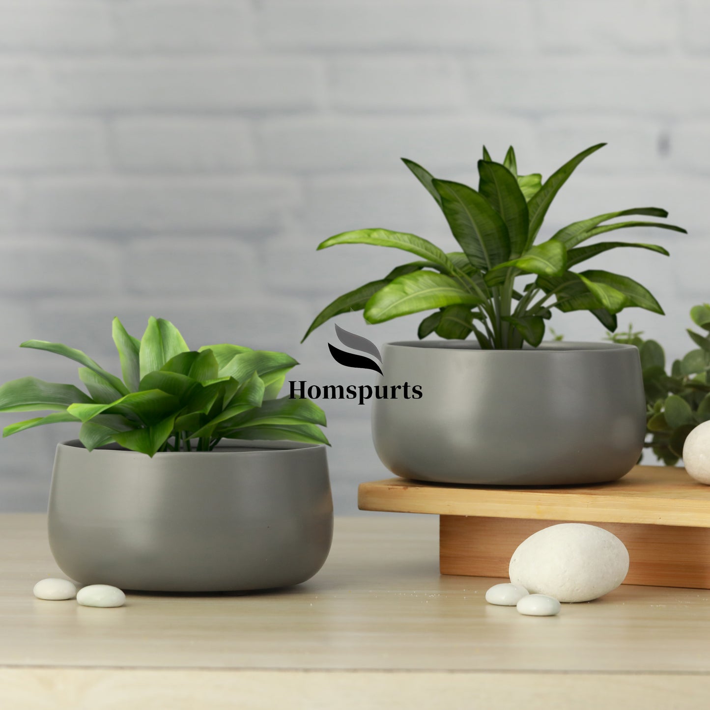 Helena Hue Planter (Grey) - Set Of Two