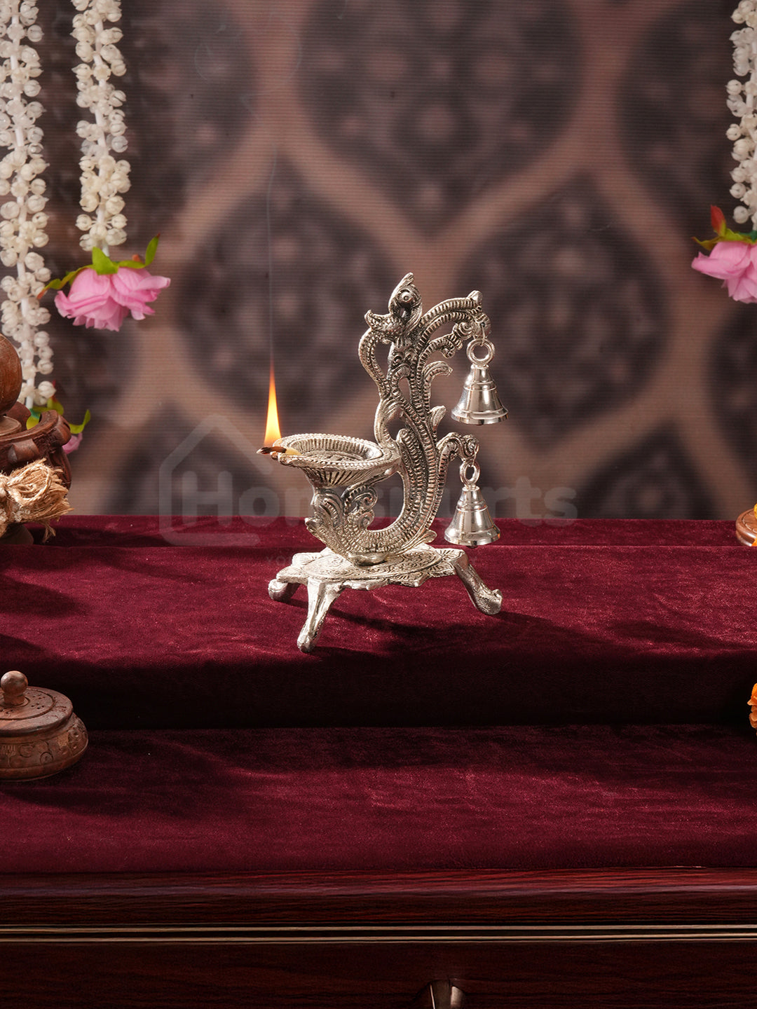 Saanjh Glow German Silver Bell Diya (set of 2)