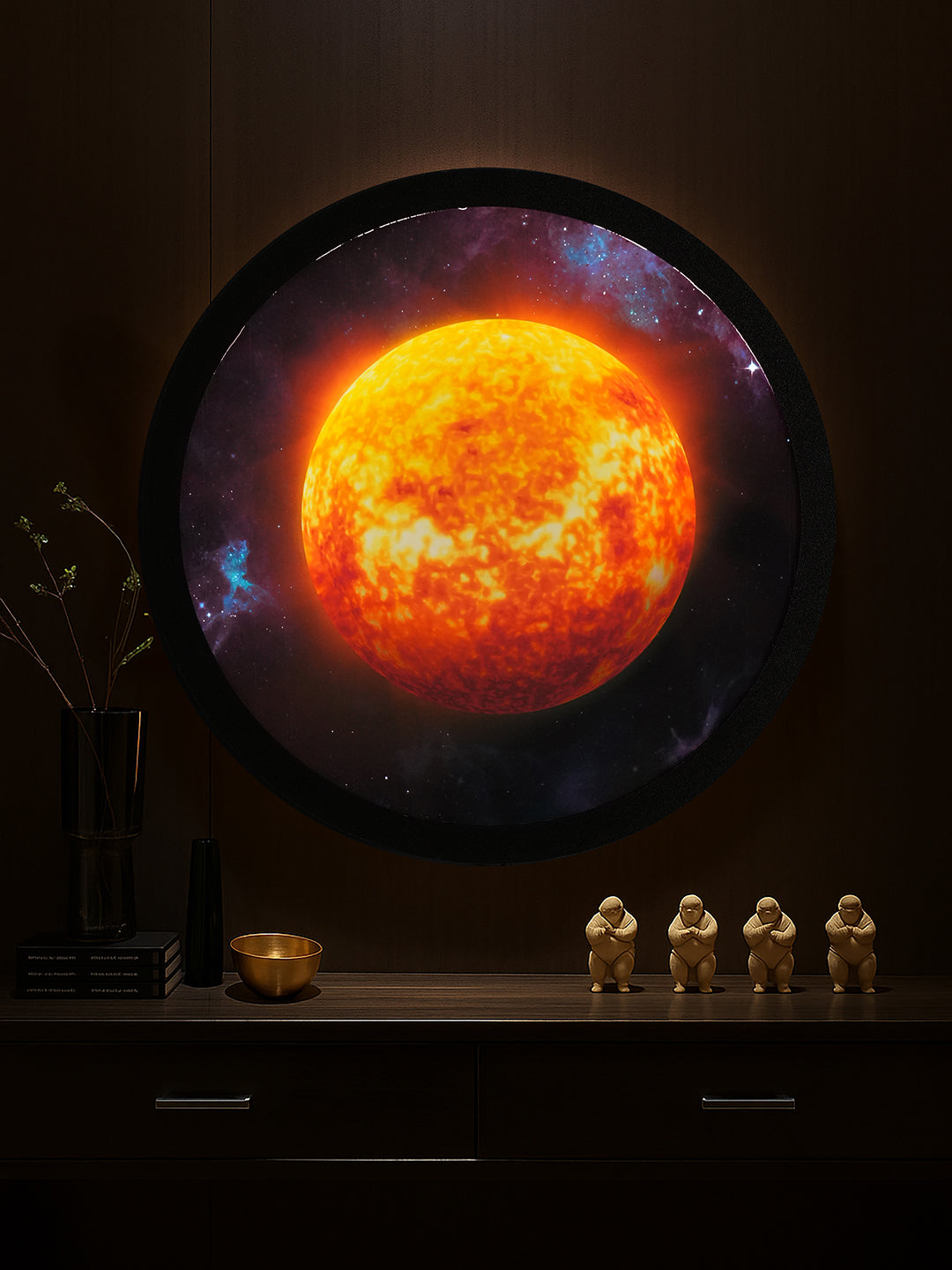 SunAura Round MDF Wall Light Décor