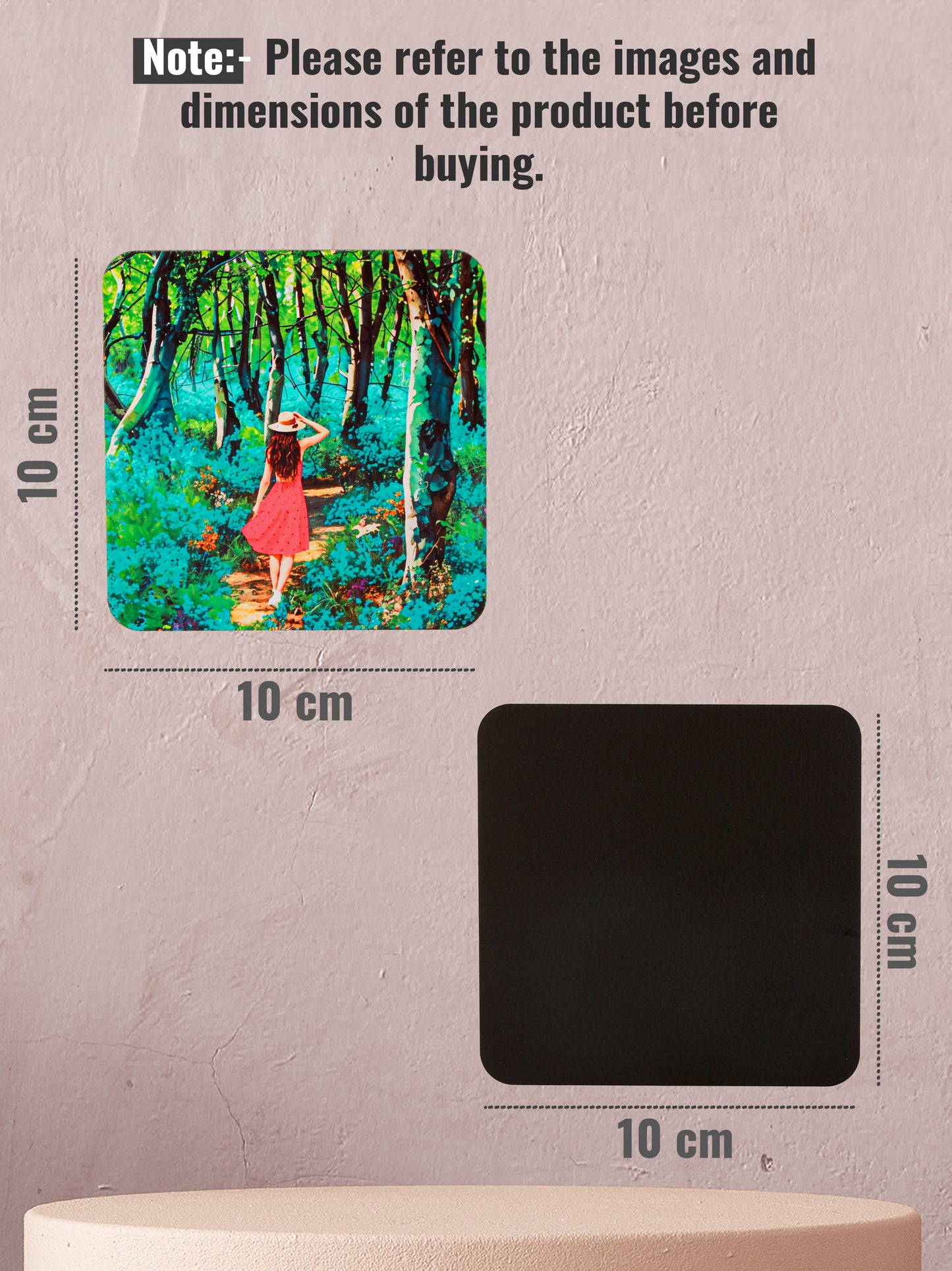Mughal garden-Set Of 4 Wooden Coaster