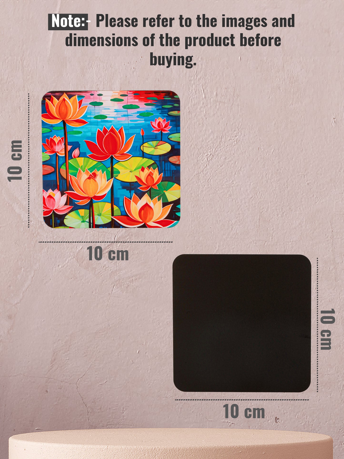 Lotus Flowers-Set Of 6 Wooden Coaster