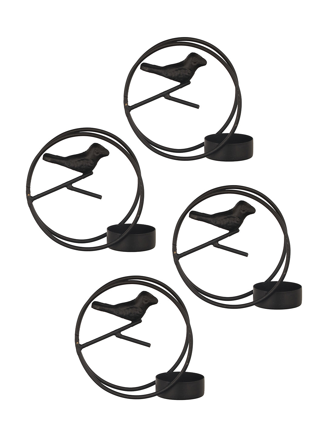 Glow Nest Tea Light candle holder-Set of 4, Black