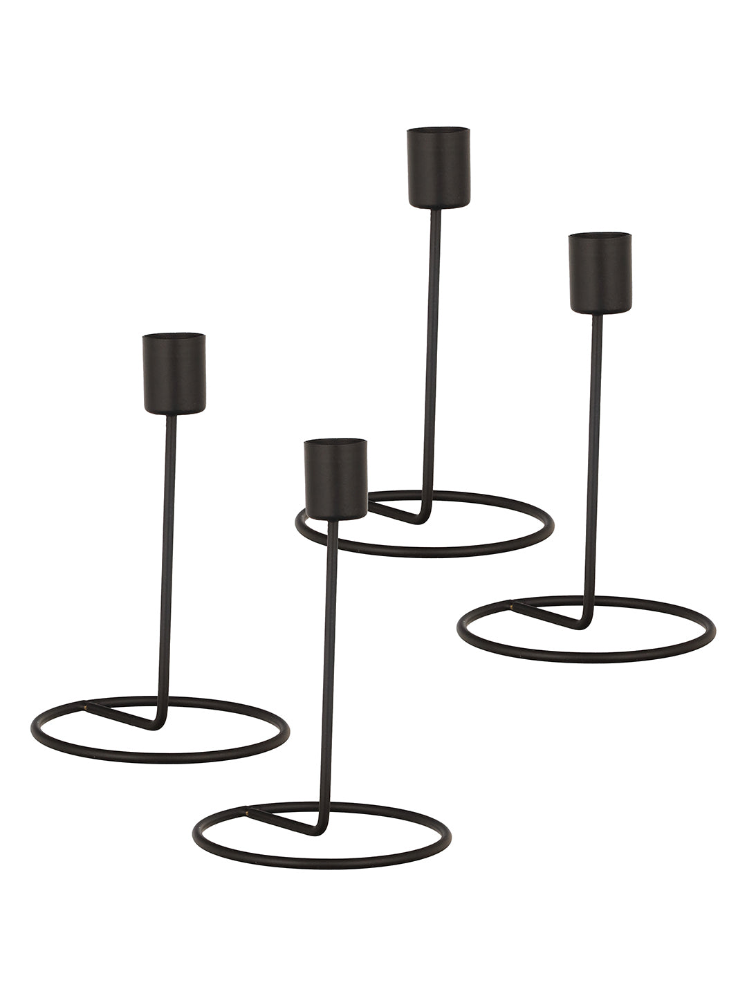 Crafted Gleam Tea Light candle holder-Set of 4, Black