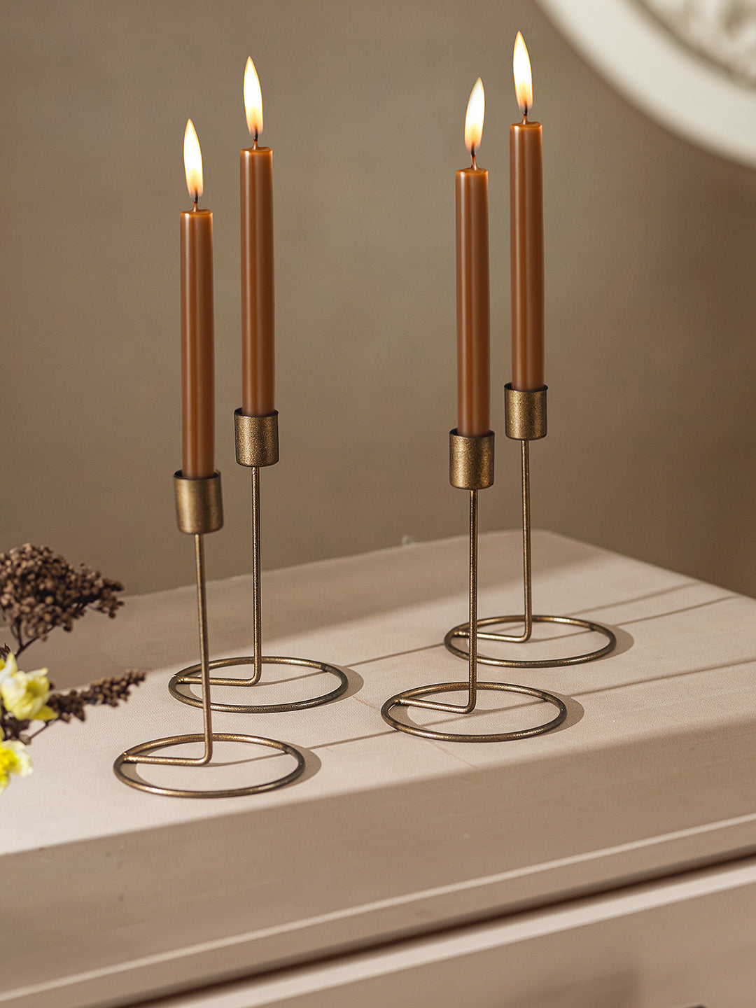 Crafted Gleam Tea Light candle holder-Set of 4, Antique