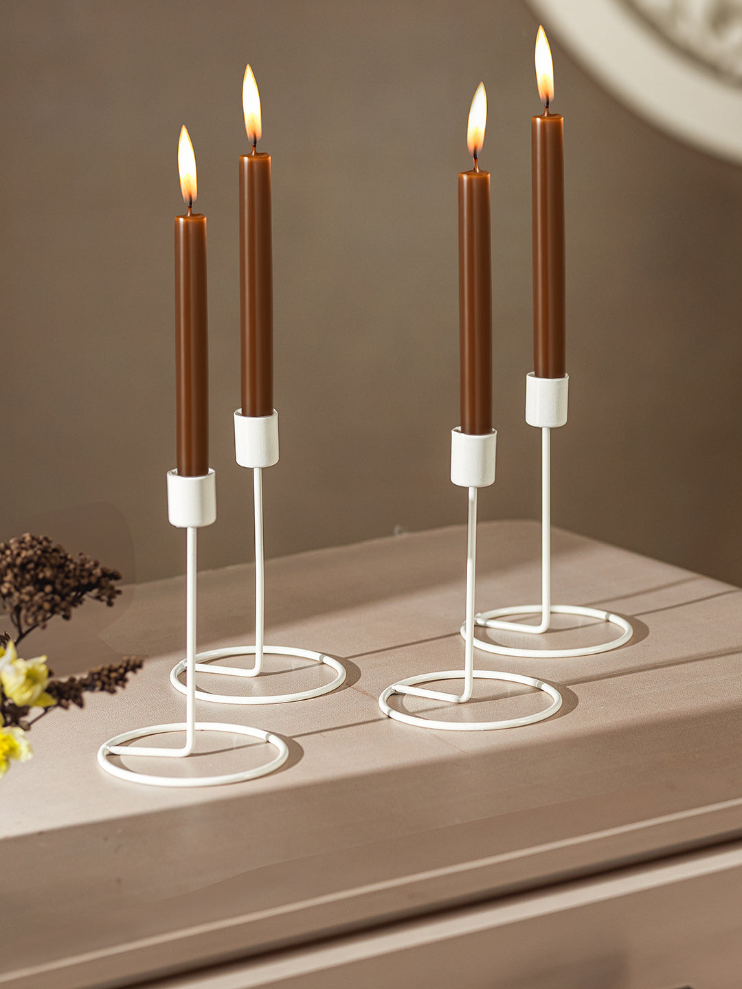 Crafted Gleam Tea Light candle holder-Set of 4, White
