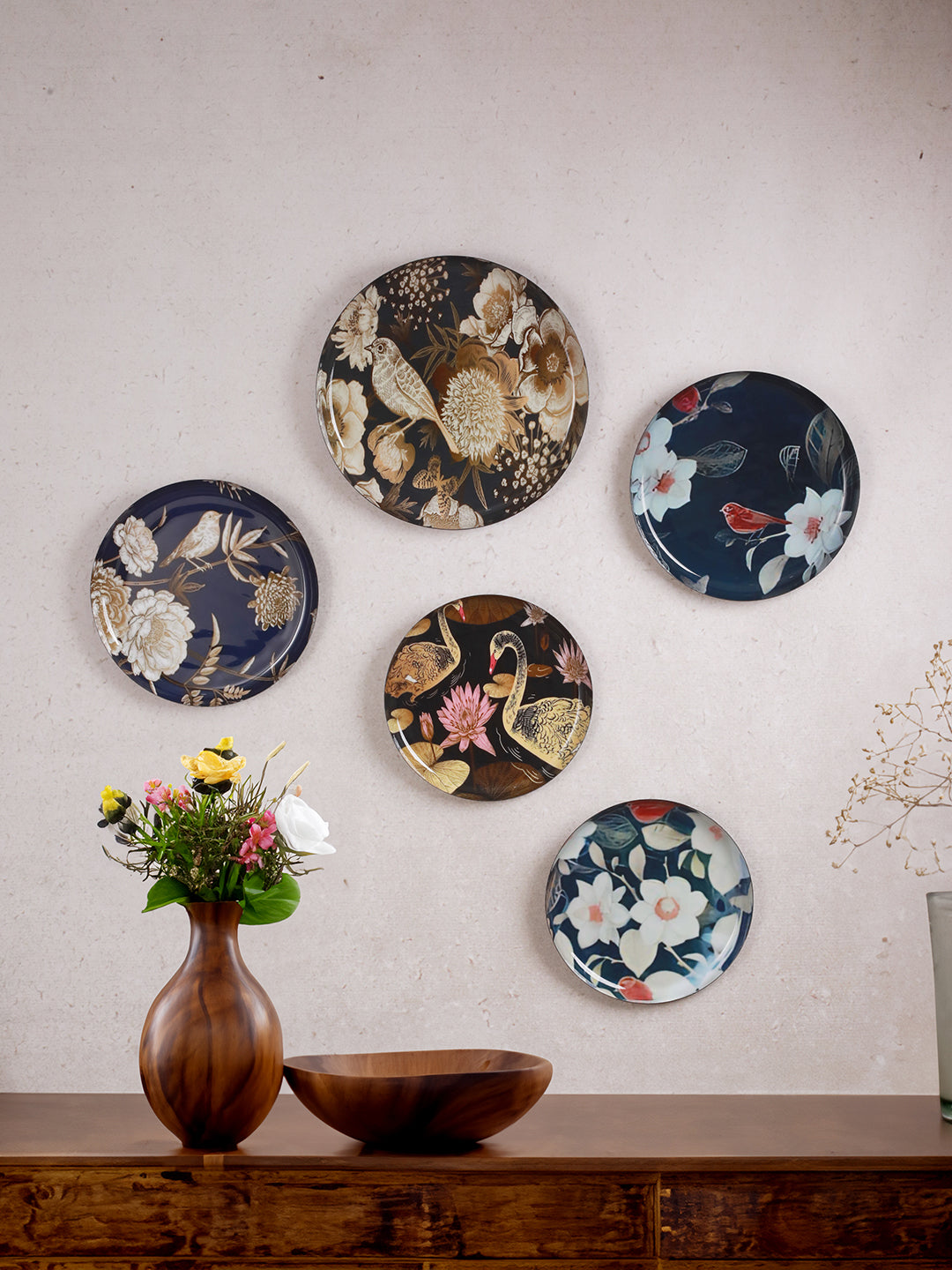 Oriental Blooms Wall Plates