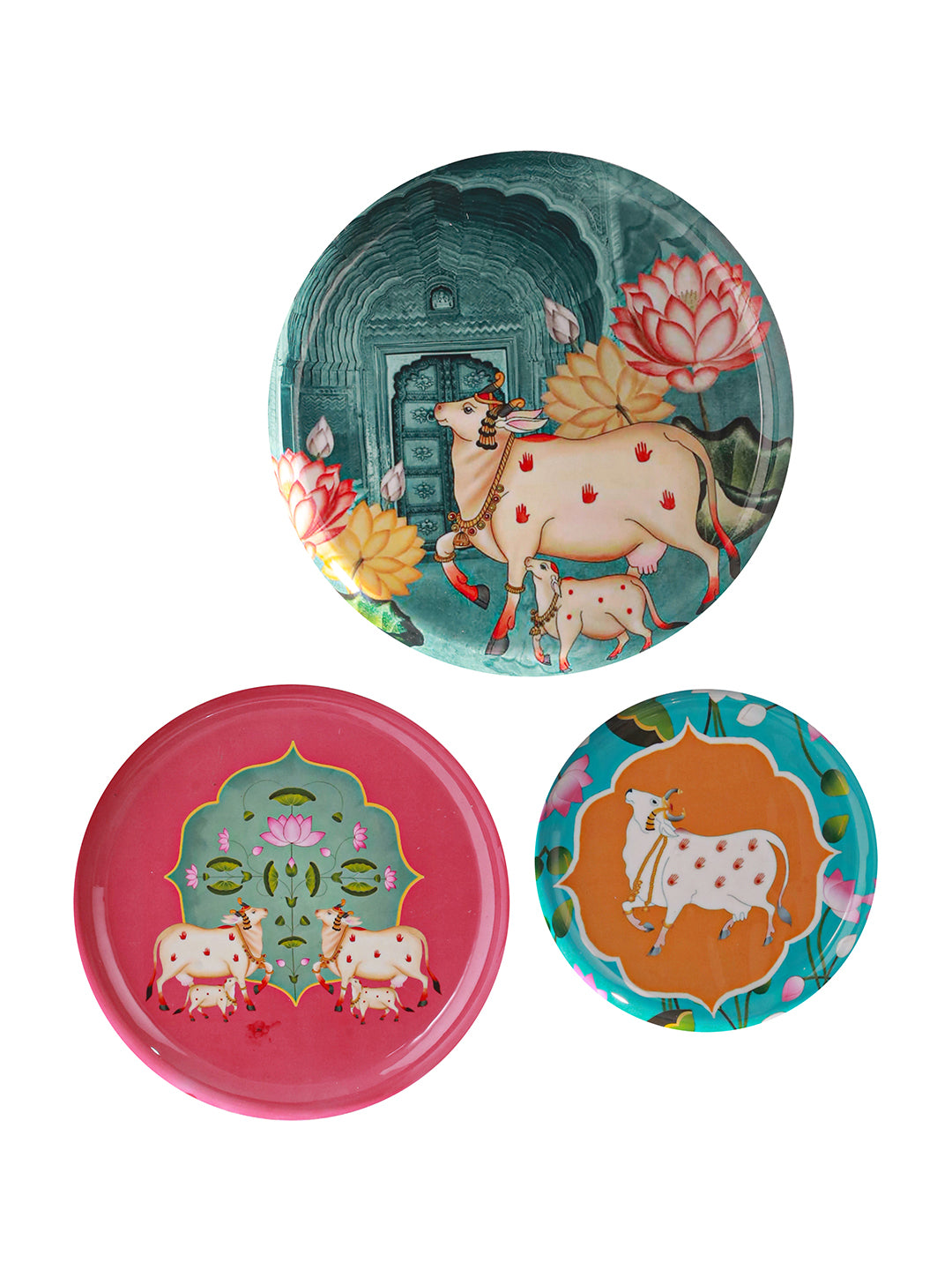 Graceful Pichwai Cow Decor Plate