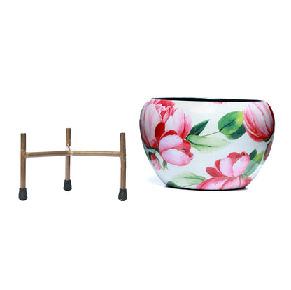 Lotus Bloom Handcrafted Planter With Stand