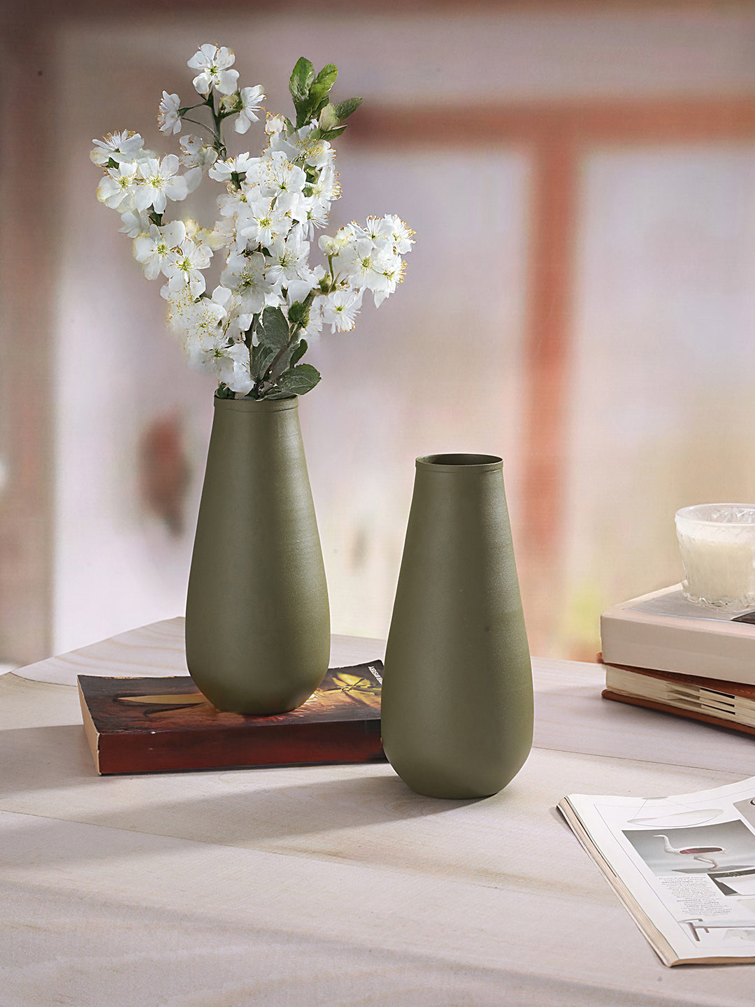 Areitha Metal Vase (Olive) - Set Of Two