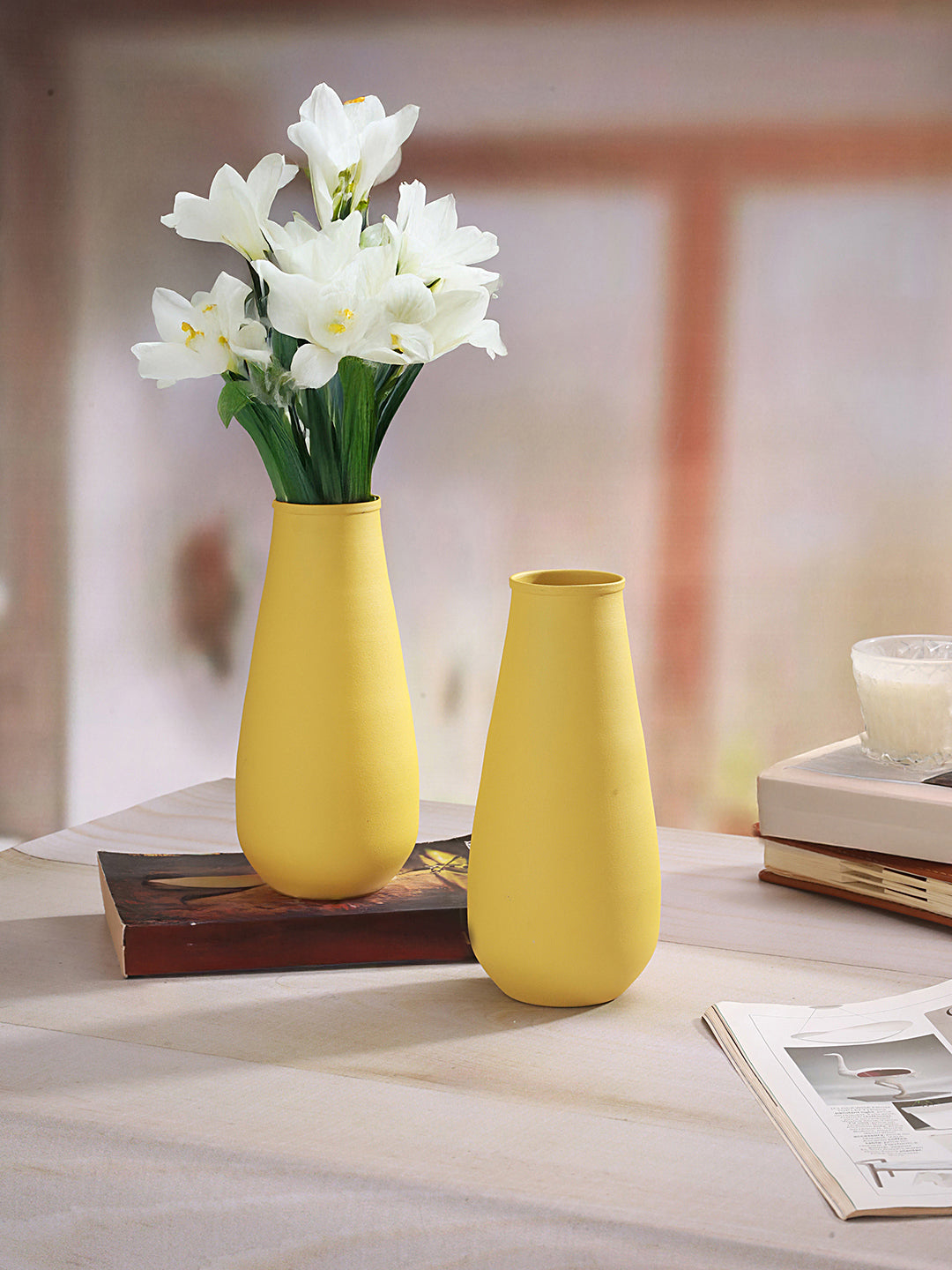 Areitha Metal Vase (Yellow) - Set Of Two