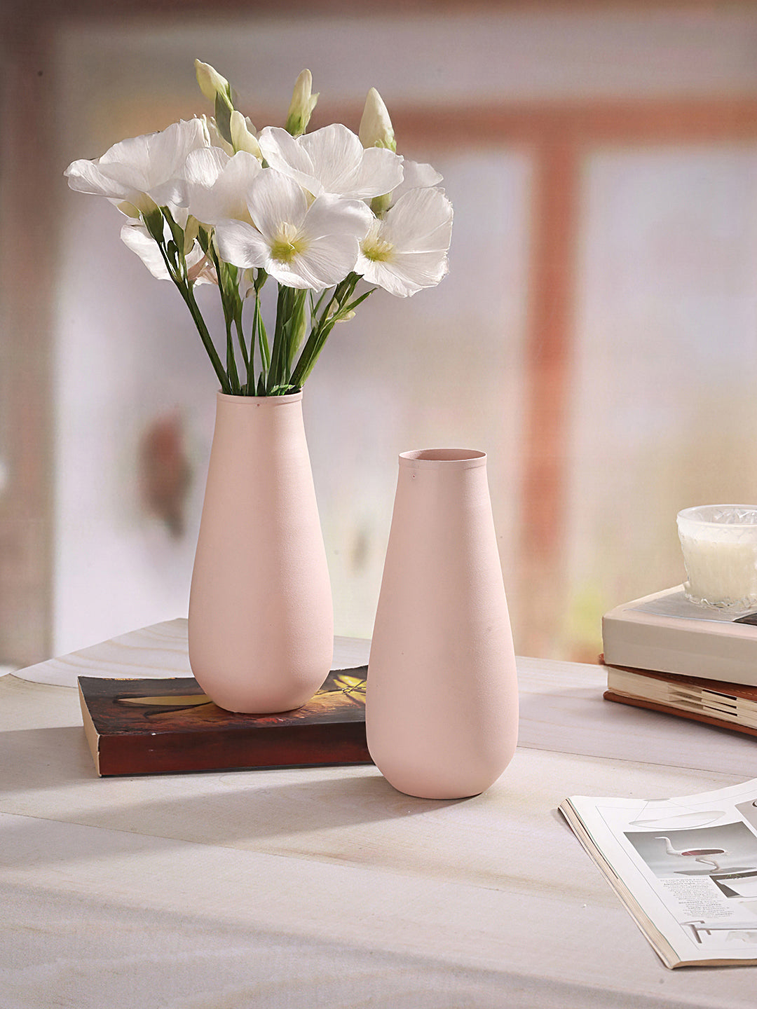 Areitha Metal Vase (Baby Pink) - Set Of Two