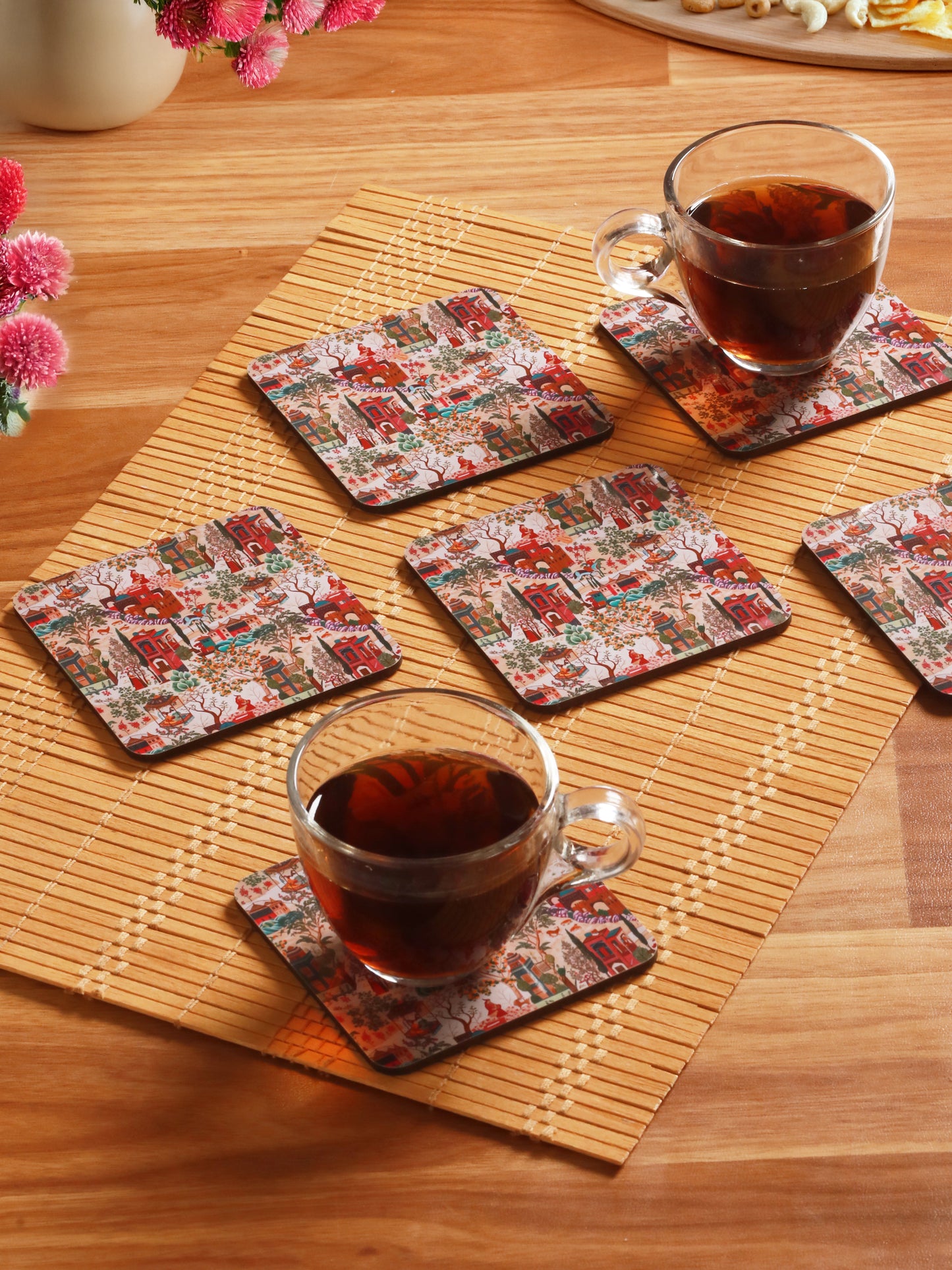 Life in colours-Set Of 6 Wooden Coaster
