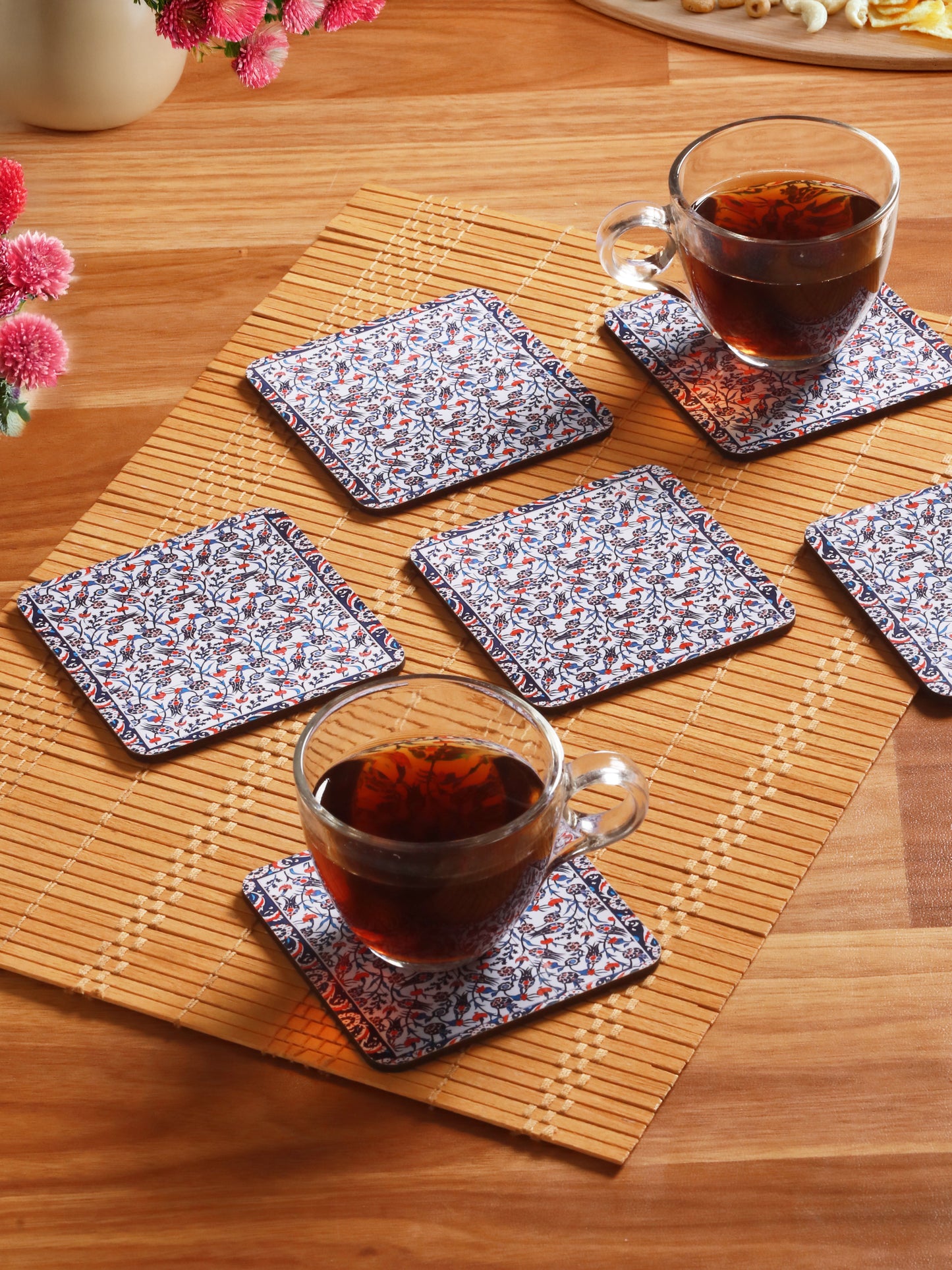 Turkish Vintage-Set Of 6 Wooden Coaster