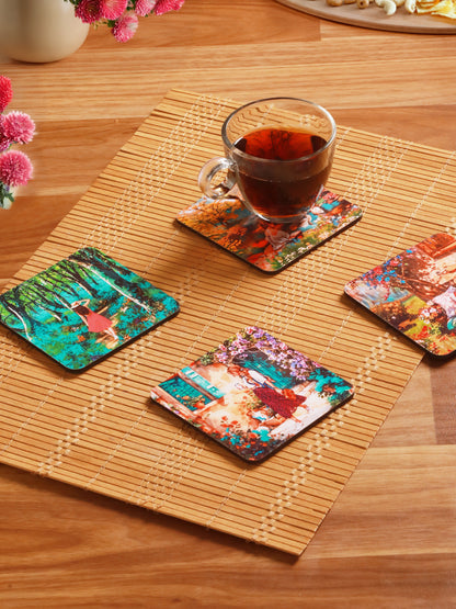 Colourful life-Set Of 4 Wooden Coaster