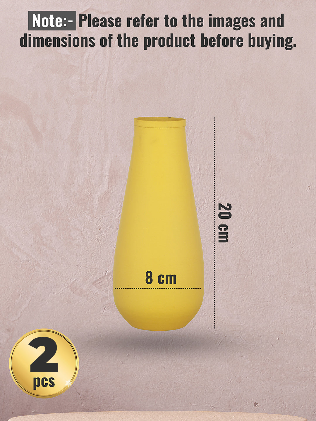 Areitha Metal Vase (Yellow) - Set Of Two