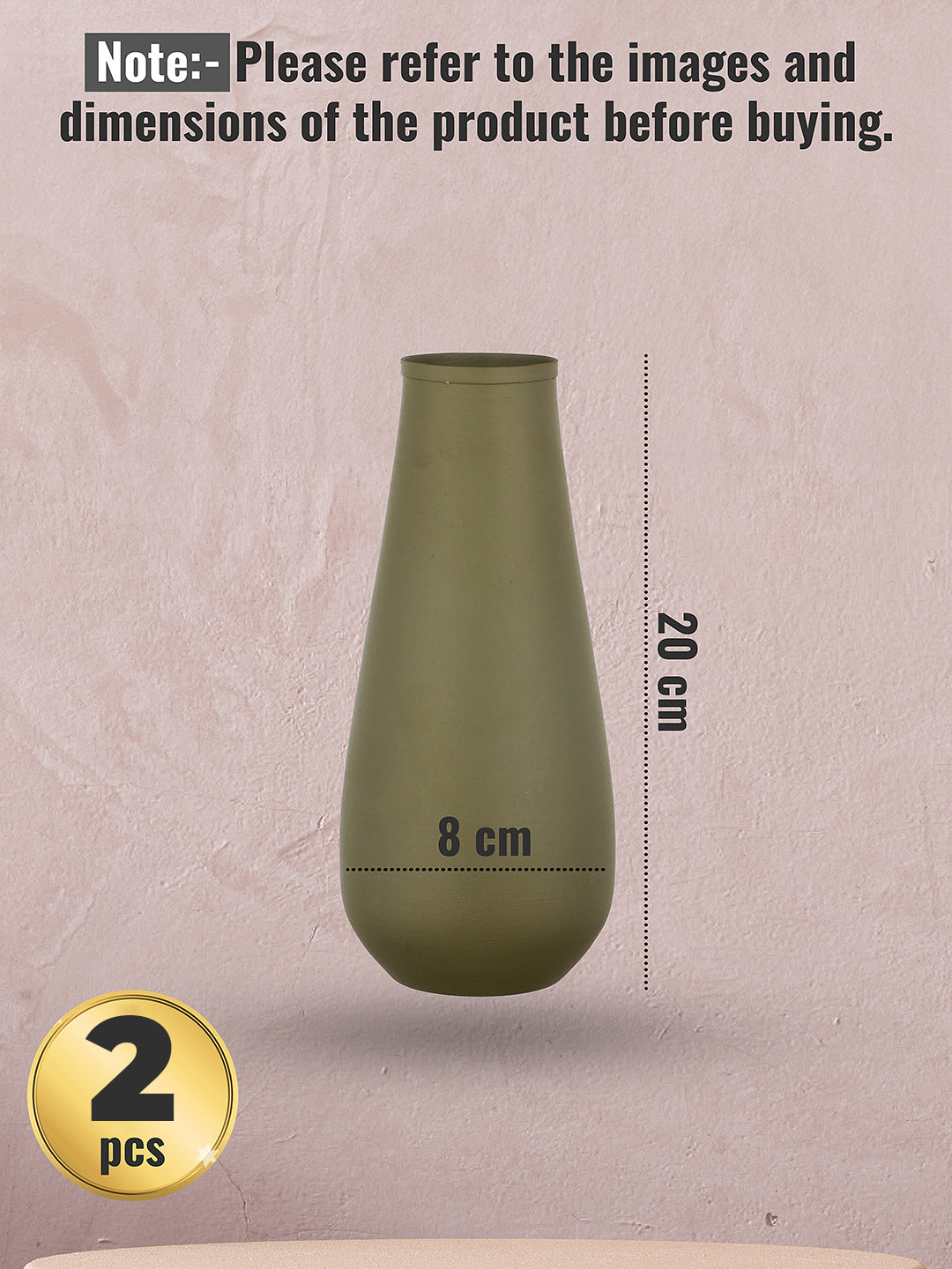 Areitha Metal Vase (Olive) - Set Of Two