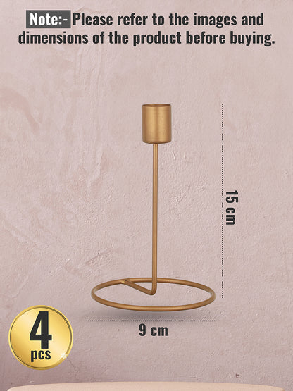 Crafted Gleam Tea Light candle holder-Set of 4, Golden