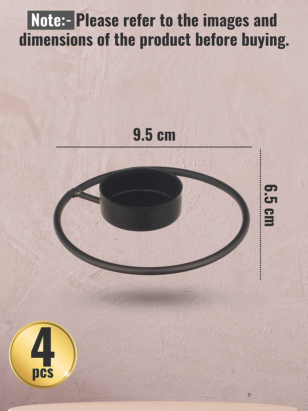 Rustic Radiance Tea Light candle holder -Set of 4, Black