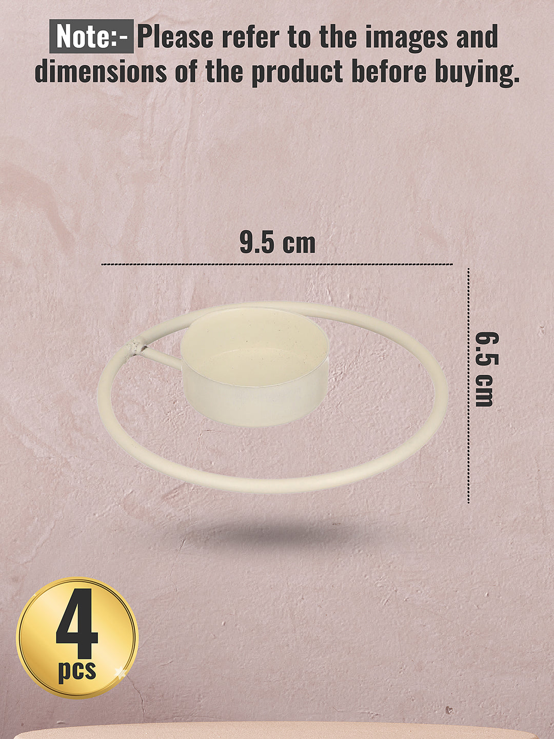 Rustic Radiance Tea Light candle holder -Set of 4, White