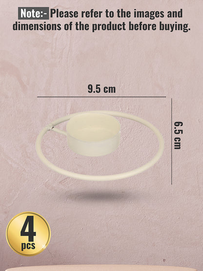 Rustic Radiance Tea Light candle holder -Set of 4, White