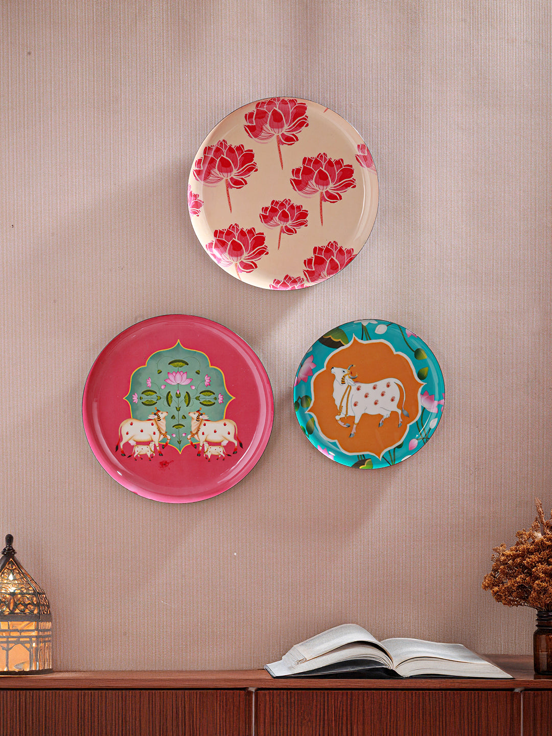 Ethereal Cow & Lotus Décor Plate
