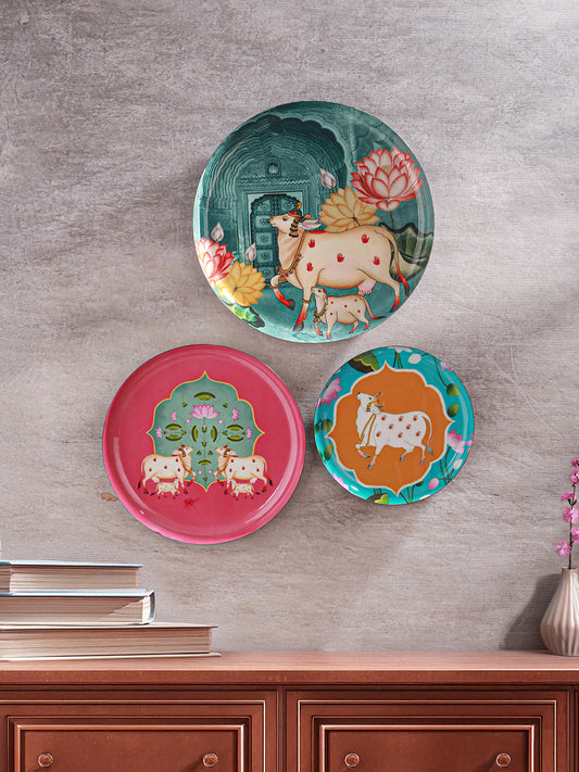 Graceful Pichwai Cow Decor Plate