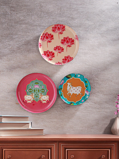 Ethereal Cow & Lotus Décor Plate