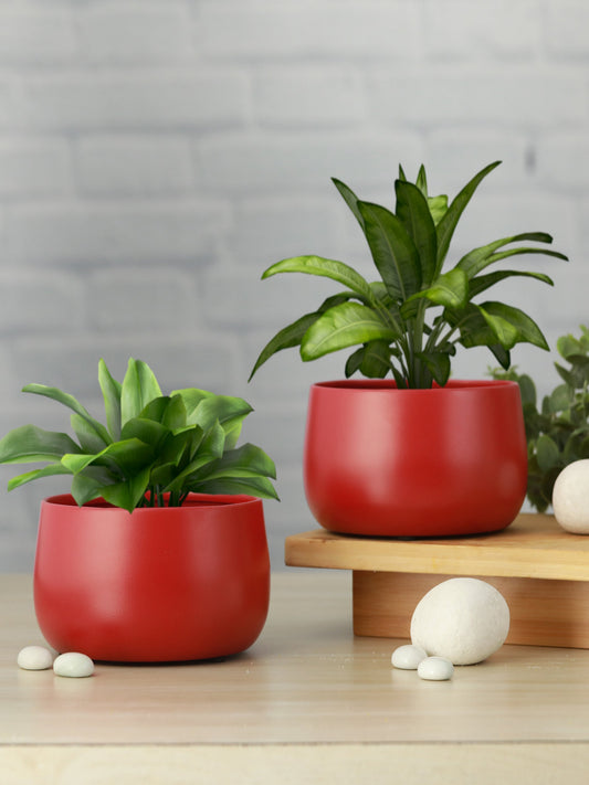Helena Hue Planter (Red) - Set Of Two