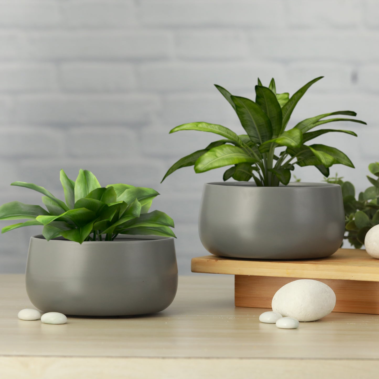 Helena Hue Planter (Grey) - Set Of Two