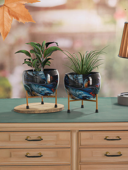 Glaze Glam Handcrafted Planter With Stand