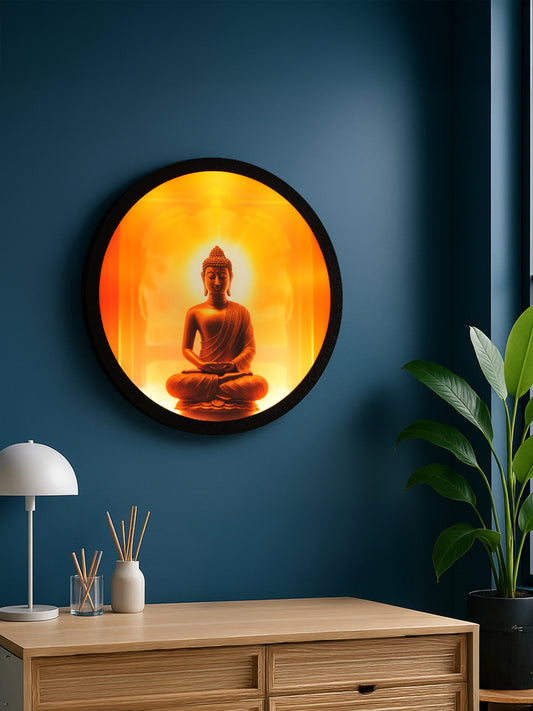 Zen Aura Buddha Round  MDF Wall Light Decor