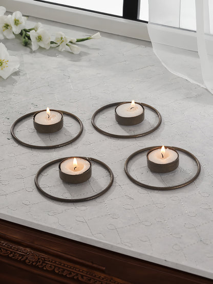 Rustic Radiance Tea Light candle holder -Set of 4, Antique