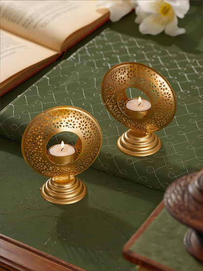 Radiant Metal Tealight Holders-Set of 2
