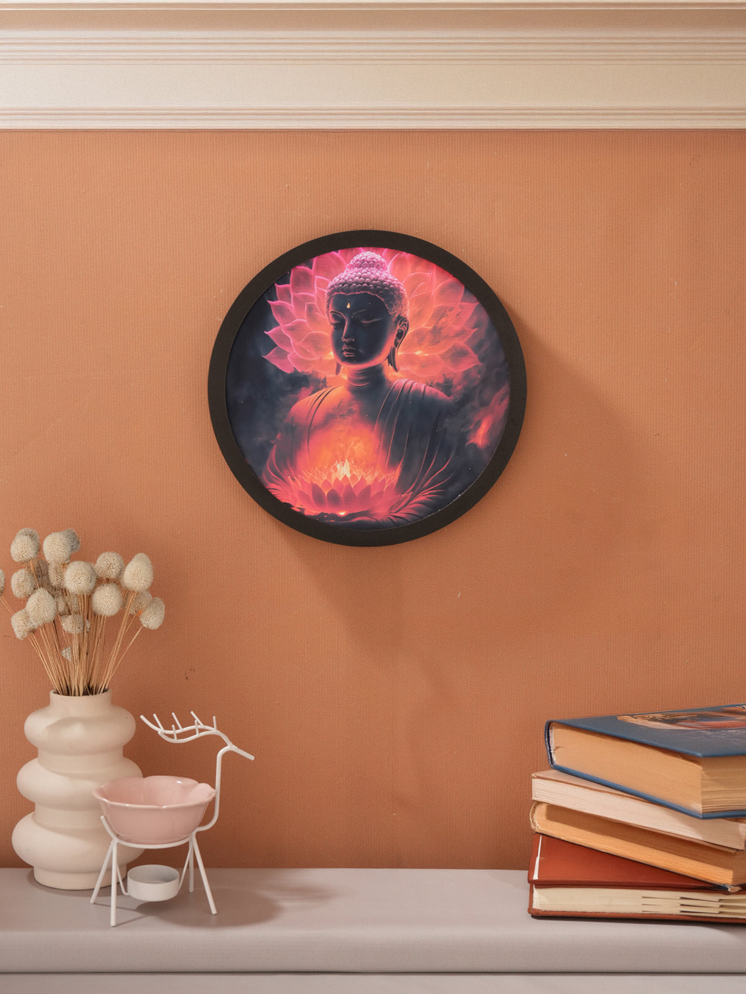 Mystic Buddha Luminous Round  MDF Wall Light Décor