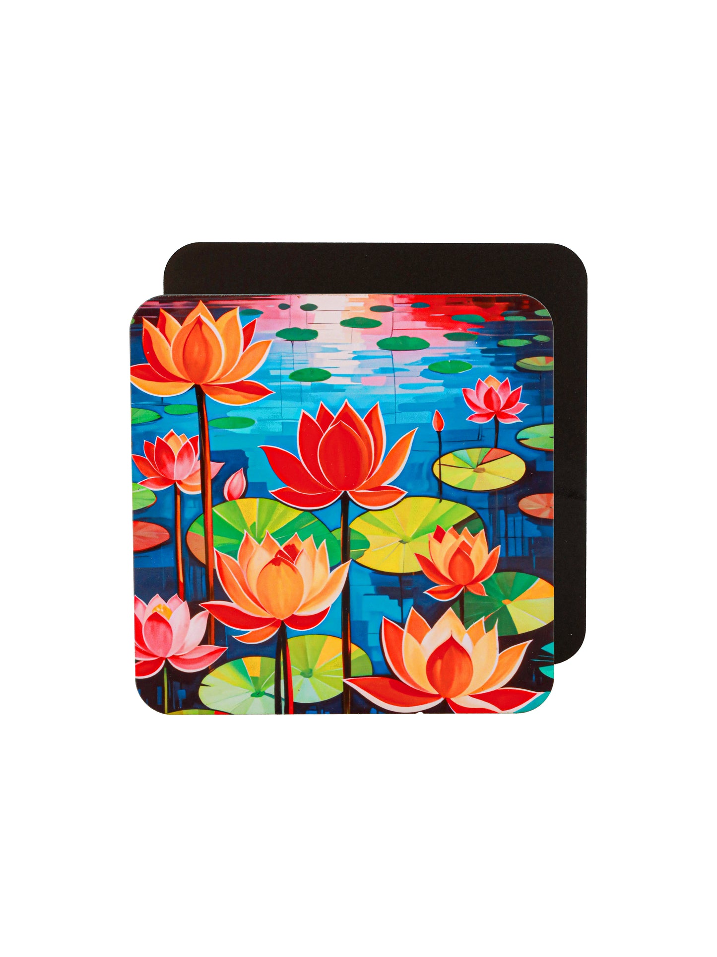 Lotus Flowers-Set Of 6 Wooden Coaster