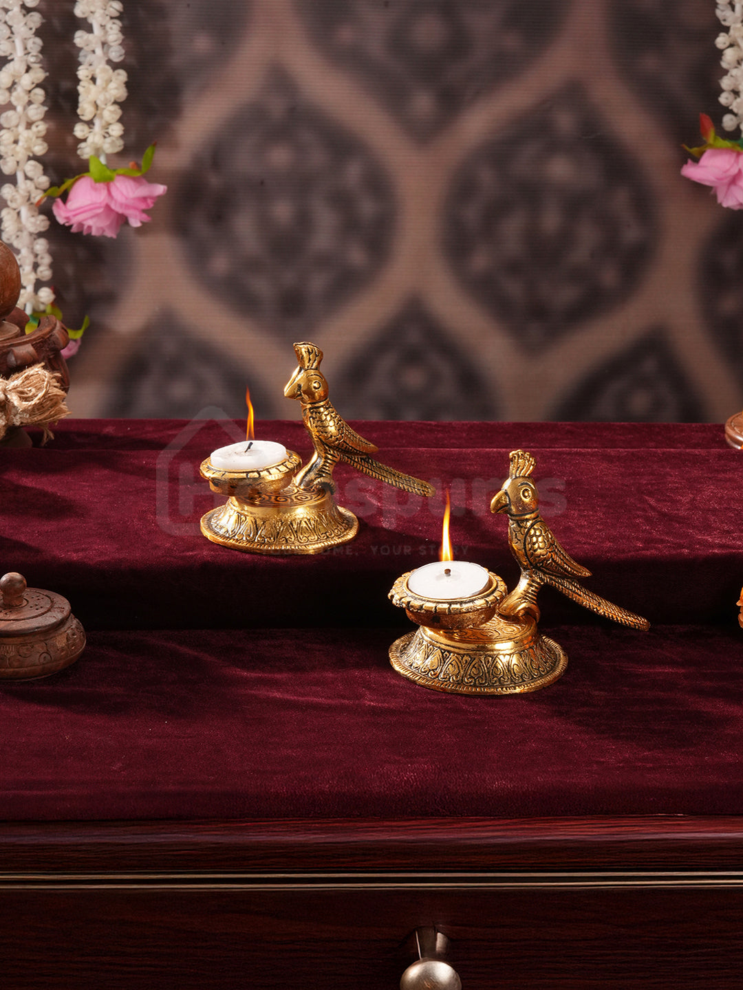 Metallic Parrot Duo Candle Holders