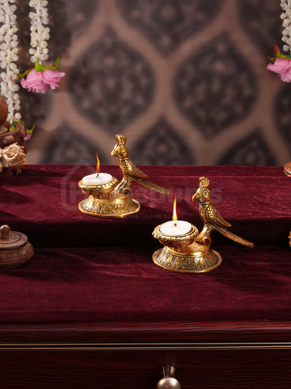 Metallic Parrot Duo Candle Holders